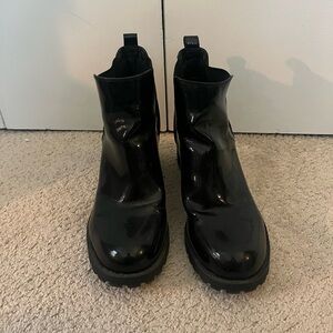 Black Patent Leather Ankle Boots